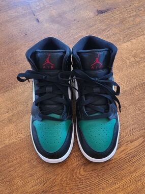 Jordan Air High-Top Sneakers in Green, Black and White
